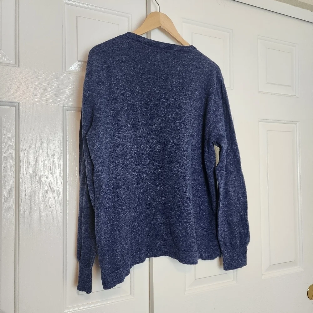 J.Crew  Blue Crew Neck Pullover Cotton Men's Sweater  Size XL